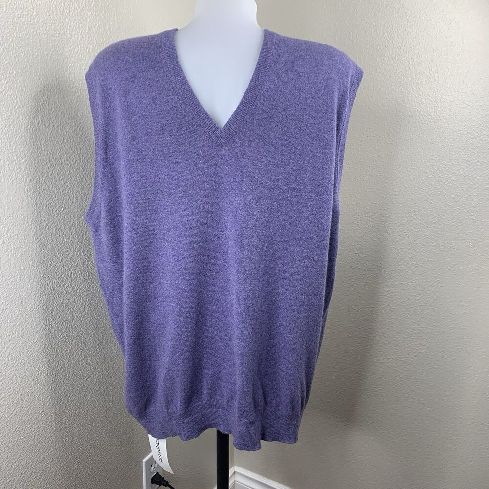 Ballantyne Scotland 100% Cashmere Sweater Vest Mens Sz XL 52 Purple V Neck